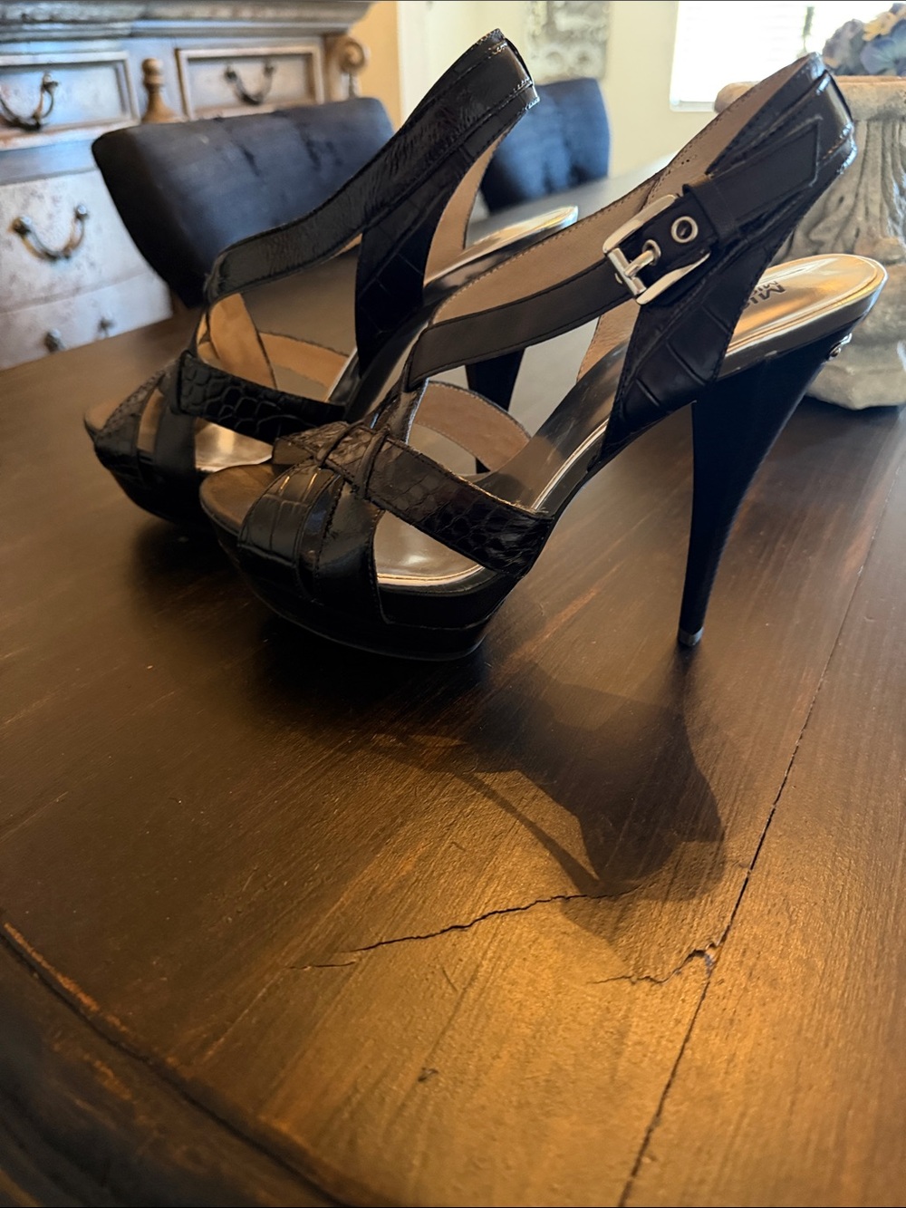 Michael Kors - Black Patent Leather Platform Slingback Heels
